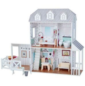 Teamson Kids Farmhouse Wooden Doll House with Horse Stable