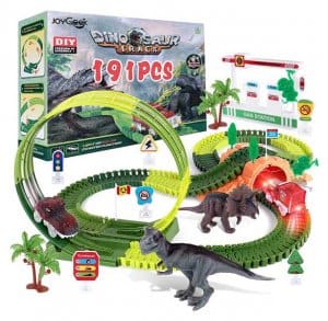JoyGeek Dinosaur Toys Race Car Track Train Set